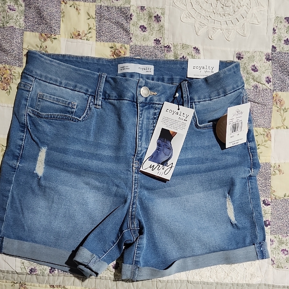 Royalty For Me Blue Jean Shorts Distressed Style